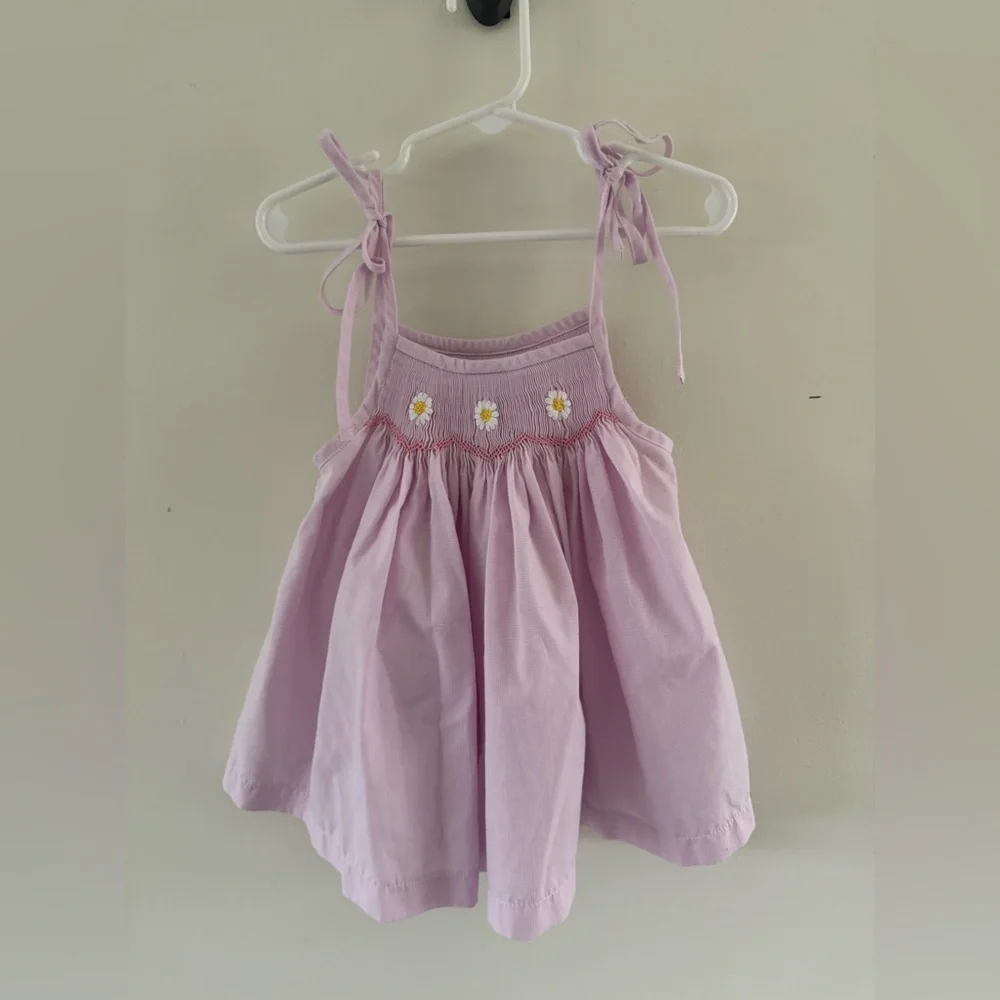 Stitchy Fish Smocked Micro Gingham Tunic 3T Daisy Embroidered Preppy Spring NWOT - Picture 5 of 6